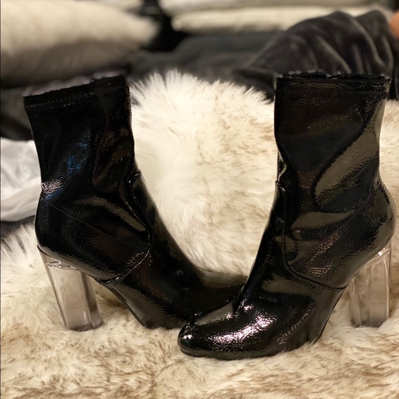 Ankle High Acrylic transparent Heel shine Boots . - Picture 7 of 14